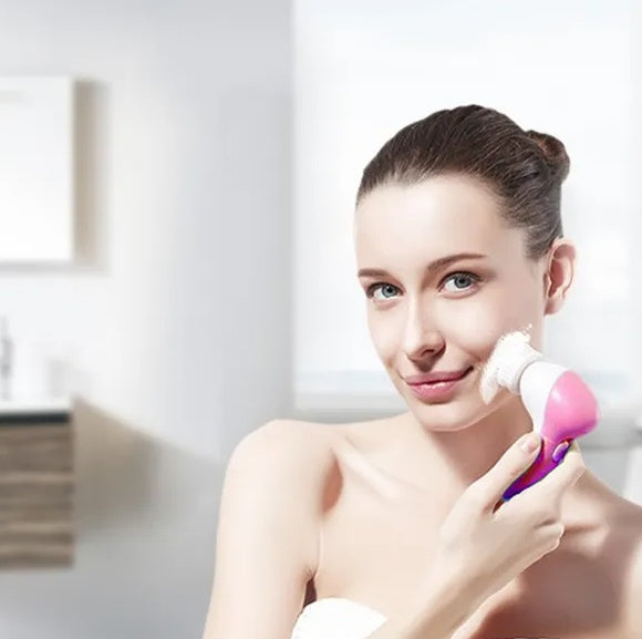Waterproof Facial Cleansing Brush – 5-in-1 Spin Face Cleaning System