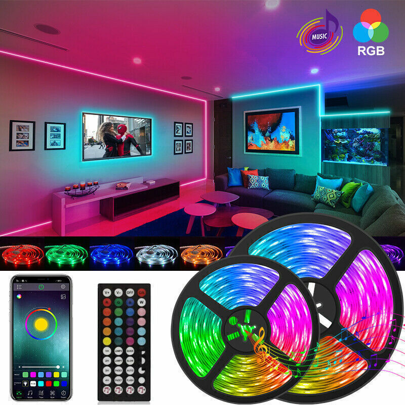 Bluetooth RGB LED Light Strip – 5050 LED Tape with Remote for TV & Room Ambience