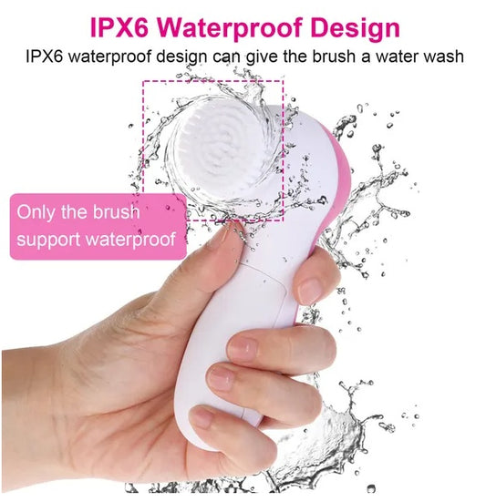 Waterproof Facial Cleansing Brush – 5-in-1 Spin Face Cleaning System