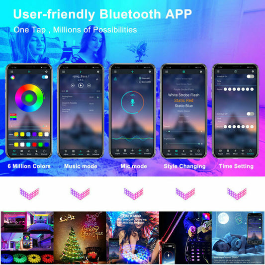 Bluetooth RGB LED Light Strip – 5050 LED Tape with Remote for TV & Room Ambience