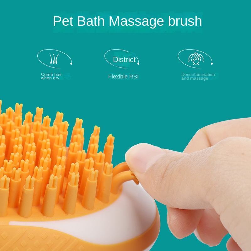 2-in-1 Pet Bath & Massage Brush – Soft Silicone Grooming Comb for Dogs & Cats