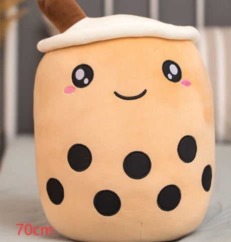 Cute Boba Tea Plush Pillow – Strawberry Milk Drink Stuffed Toy