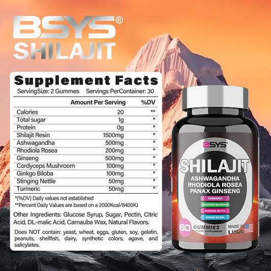 BSYS 8-in-1 Shilajit Gummies – Natural Vitality, Energy & Wellness Support (60 Gummies)