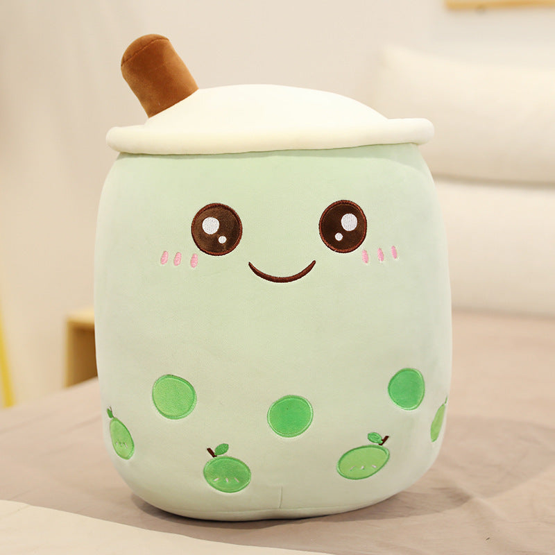 Cute Boba Tea Plush Pillow – Strawberry Milk Drink Stuffed Toy