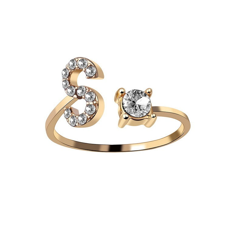 Adjustable Initial Letter Ring – Elegant 26-Letter Fashion Jewelry for Women