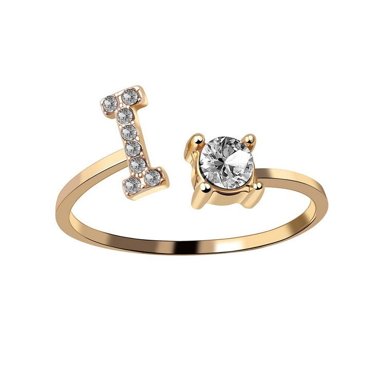 Adjustable Initial Letter Ring – Elegant 26-Letter Fashion Jewelry for Women