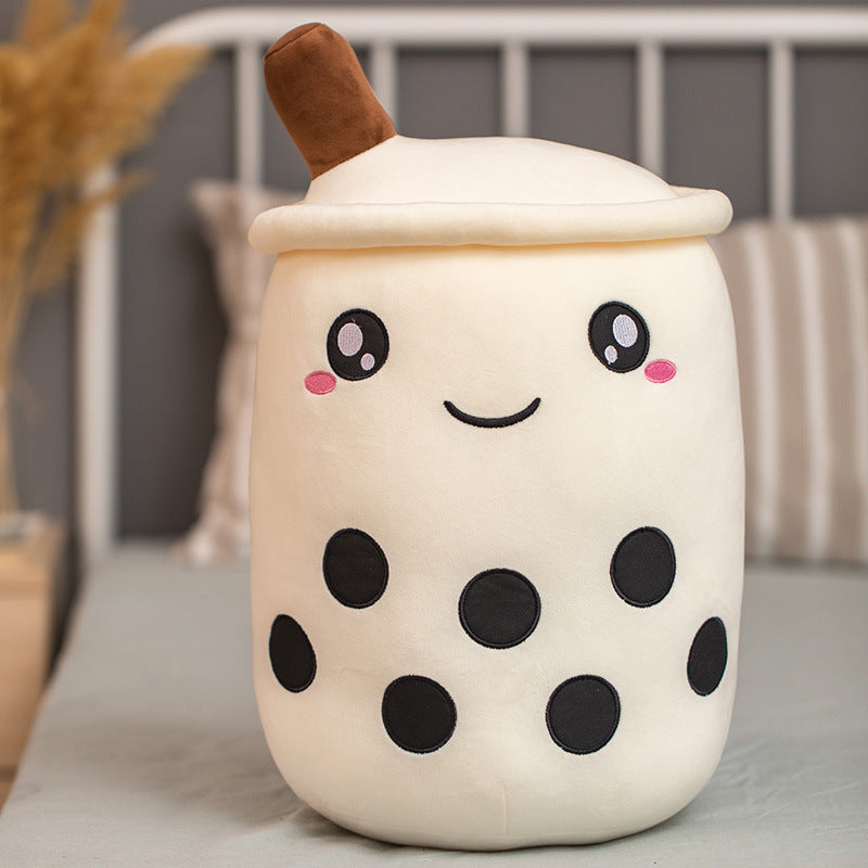 Cute Boba Tea Plush Pillow – Strawberry Milk Drink Stuffed Toy