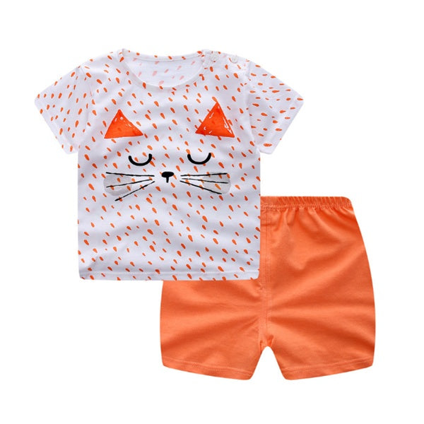 Baby Summer Outfit Set – Cartoon T-Shirt & Casual Shorts for Boys/Girls