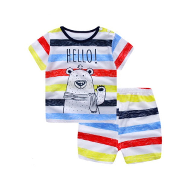 Baby Summer Outfit Set – Cartoon T-Shirt & Casual Shorts for Boys/Girls