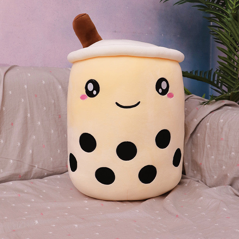 Cute Boba Tea Plush Pillow – Strawberry Milk Drink Stuffed Toy