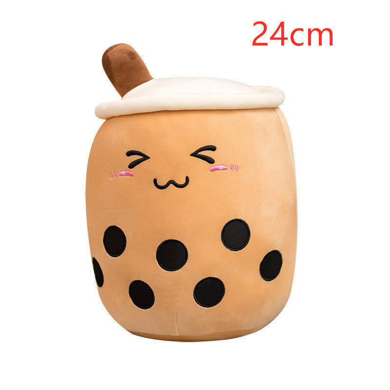Cute Boba Tea Plush Pillow – Strawberry Milk Drink Stuffed Toy
