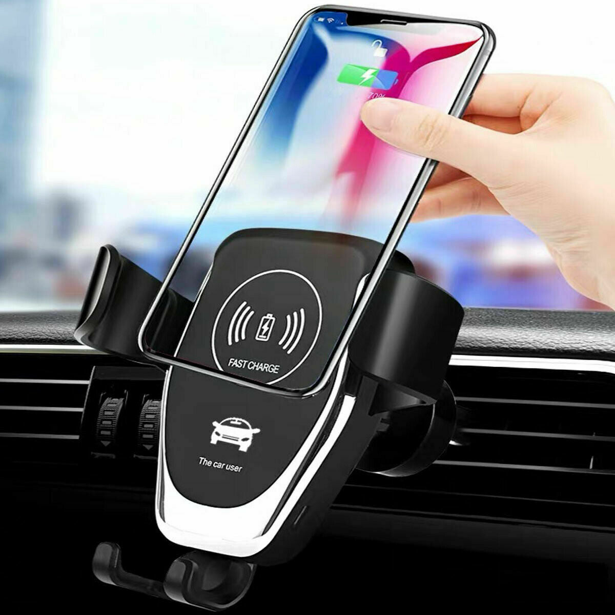 10W Qi Wireless Fast Car Charger – Automatic Clamping Phone Mount