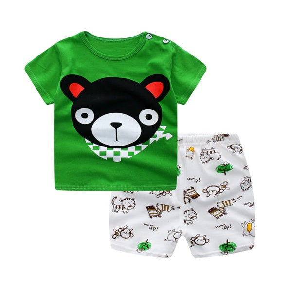 Baby Summer Outfit Set – Cartoon T-Shirt & Casual Shorts for Boys/Girls