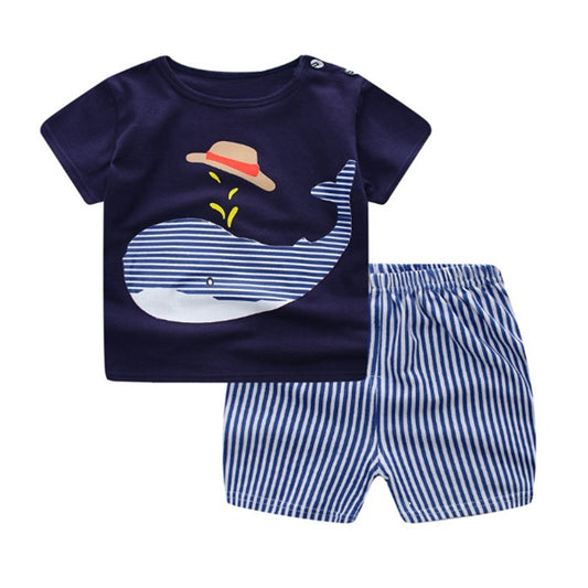 Baby Summer Outfit Set – Cartoon T-Shirt & Casual Shorts for Boys/Girls
