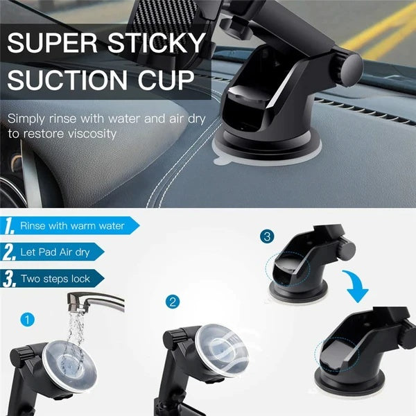 360° Universal Car Phone Mount – Windshield & Dashboard Holder for Mobile & GPS