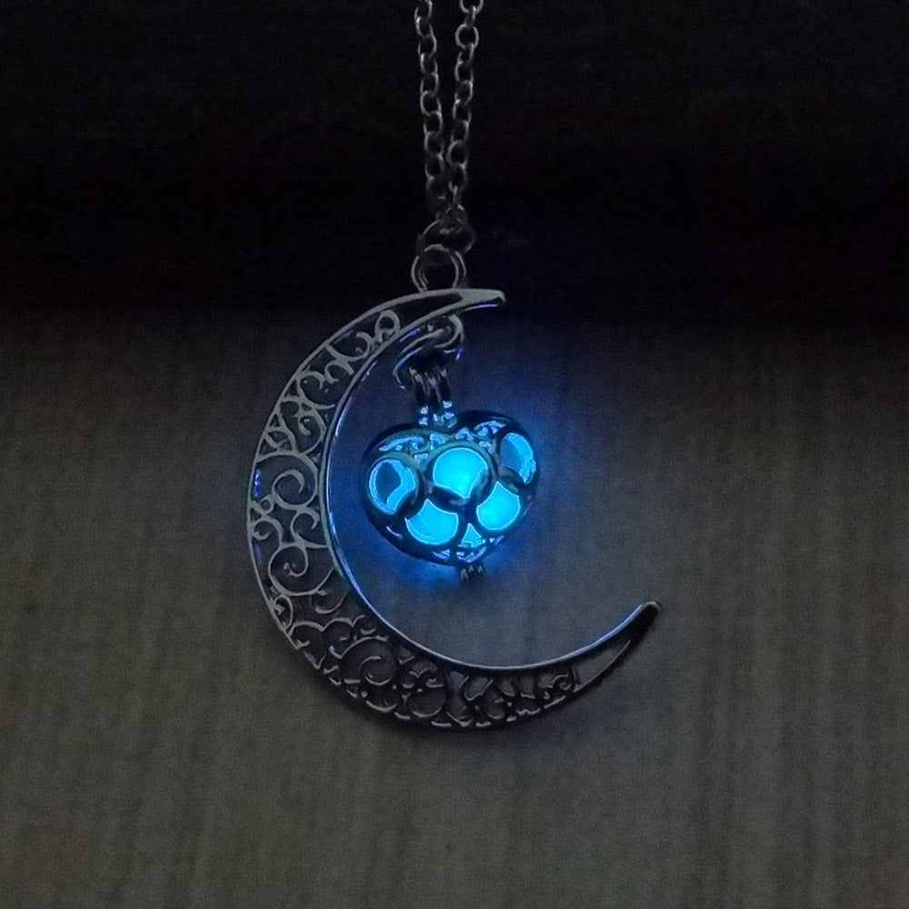 Luminous Pendant Necklace – Silver-Plated Glow-in-the-Dark Jewelry