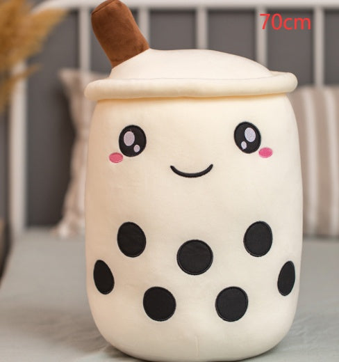 Cute Boba Tea Plush Pillow – Strawberry Milk Drink Stuffed Toy