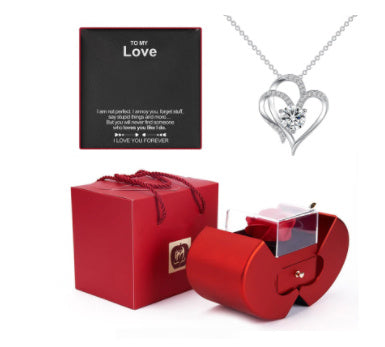 Rose Jewelry Gift Box – Apple Design with Necklace for Valentine’s, Christmas & Mother’s Day