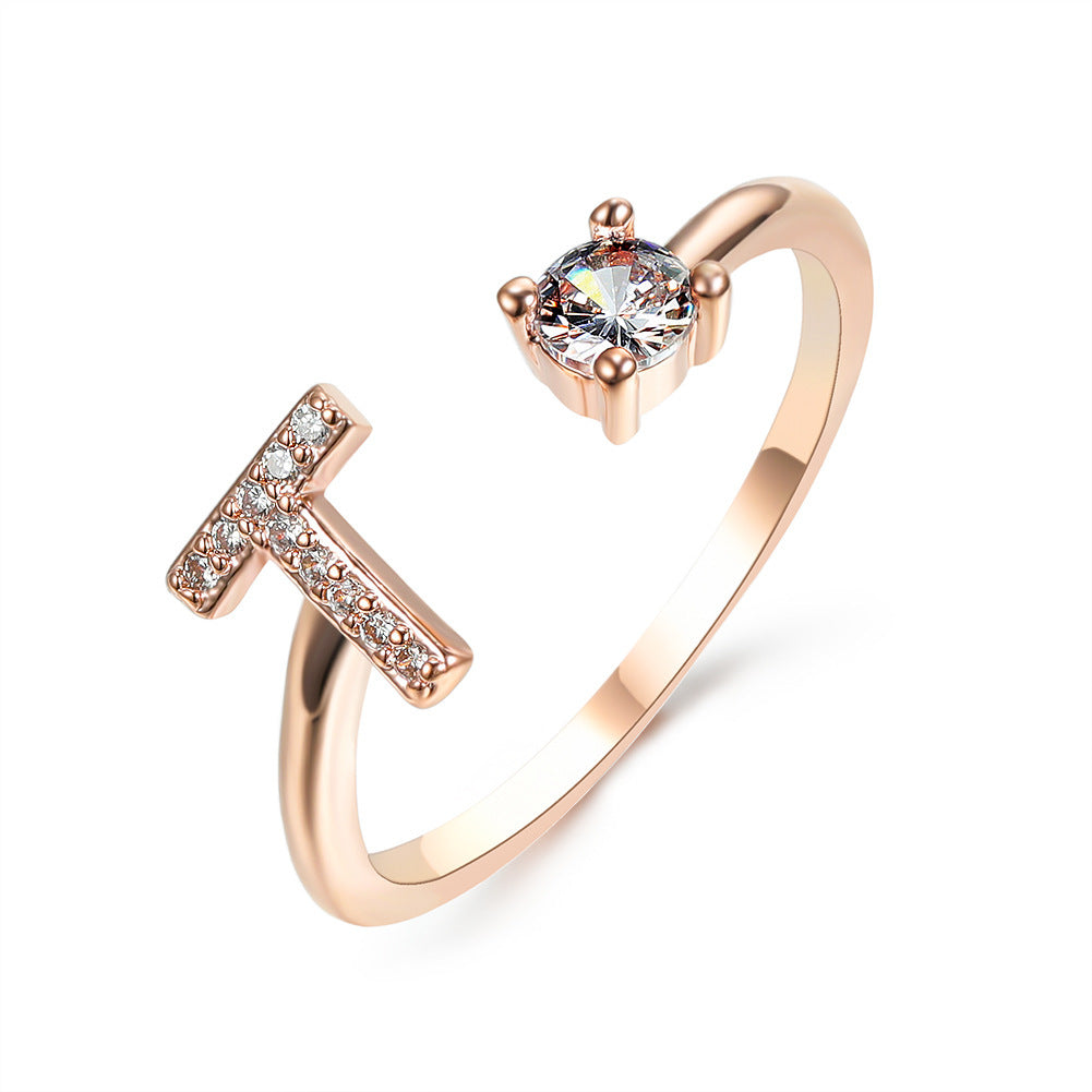 Adjustable Initial Letter Ring – Elegant 26-Letter Fashion Jewelry for Women
