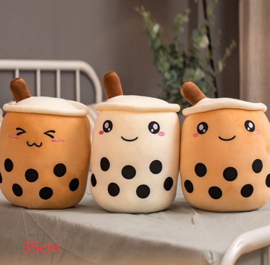 Cute Boba Tea Plush Pillow – Strawberry Milk Drink Stuffed Toy