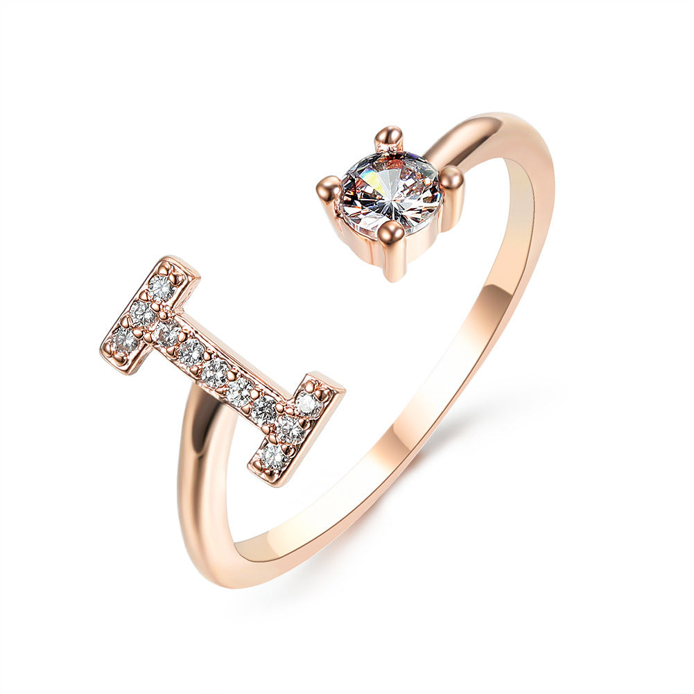 Adjustable Initial Letter Ring – Elegant 26-Letter Fashion Jewelry for Women