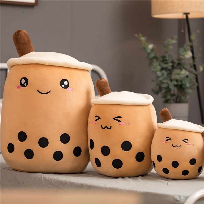 Cute Boba Tea Plush Pillow – Strawberry Milk Drink Stuffed Toy