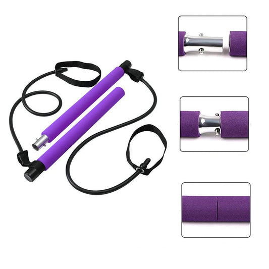Portable Pilates Bar Kit – Fitness Yoga Resistance Bands for Home Workout Training