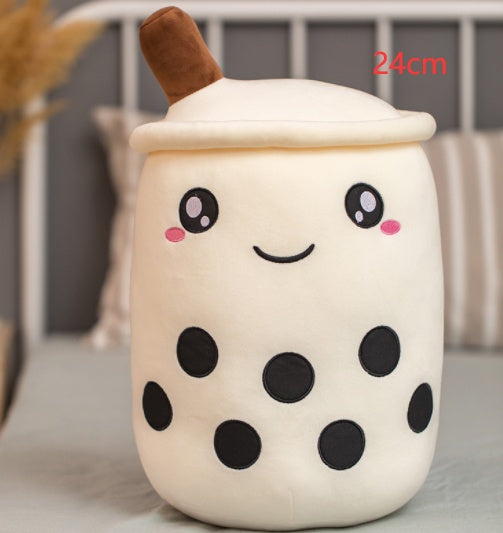 Cute Boba Tea Plush Pillow – Strawberry Milk Drink Stuffed Toy