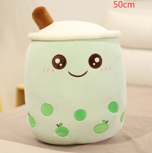 Cute Boba Tea Plush Pillow – Strawberry Milk Drink Stuffed Toy