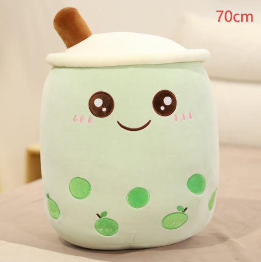 Cute Boba Tea Plush Pillow – Strawberry Milk Drink Stuffed Toy