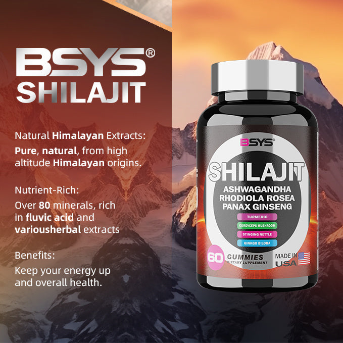 BSYS 8-in-1 Shilajit Gummies – Natural Vitality, Energy & Wellness Support (60 Gummies)