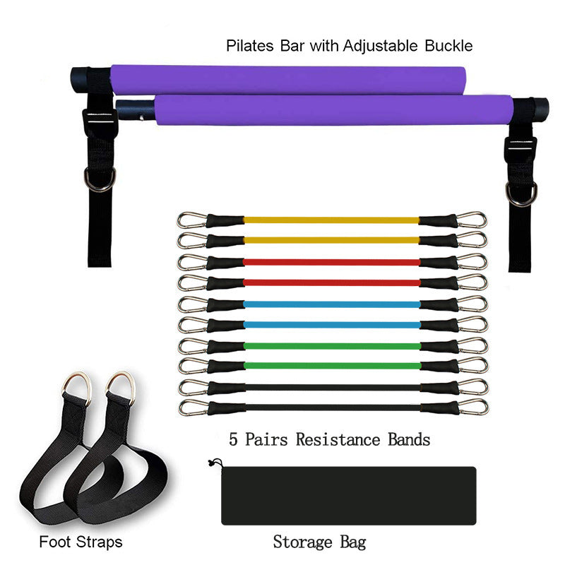 Portable Pilates Bar Kit – Fitness Yoga Resistance Bands for Home Workout Training