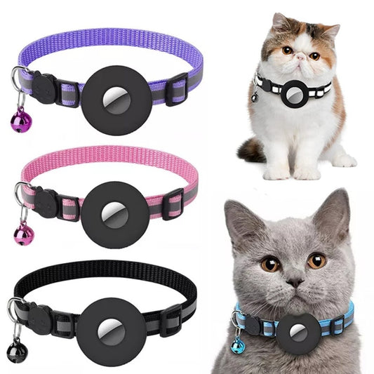 Airtag Pet Collar – Reflective Waterproof Nylon Collar with Tag Holder