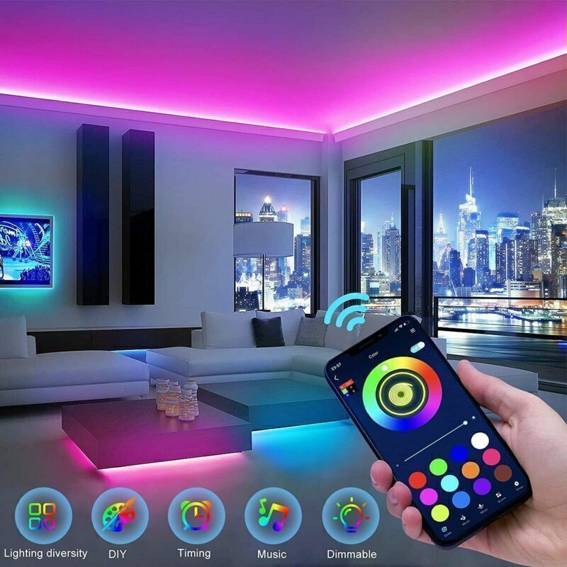 Bluetooth RGB LED Light Strip – 5050 LED Tape with Remote for TV & Room Ambience