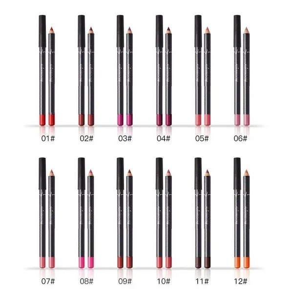 12-Piece Waterproof Lip Liner & Matte Lipstick Pencil Set – Long-Lasting Lip Kit for Women