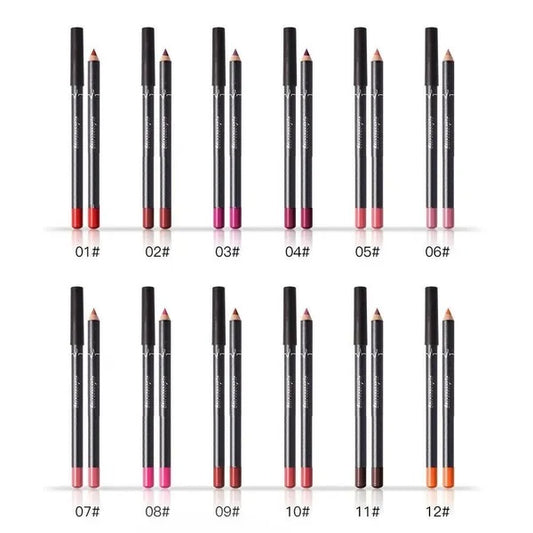 12-Piece Waterproof Lip Liner & Matte Lipstick Pencil Set – Long-Lasting Lip Kit for Women