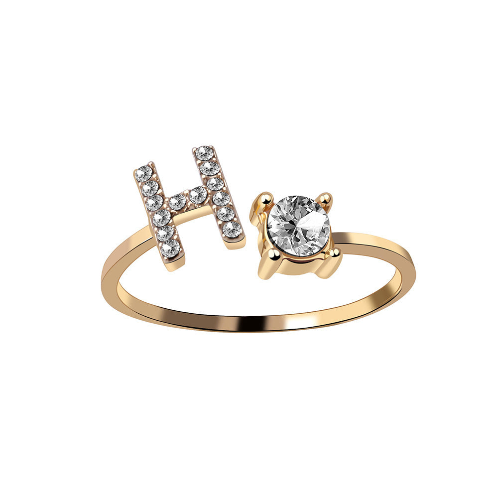 Adjustable Initial Letter Ring – Elegant 26-Letter Fashion Jewelry for Women