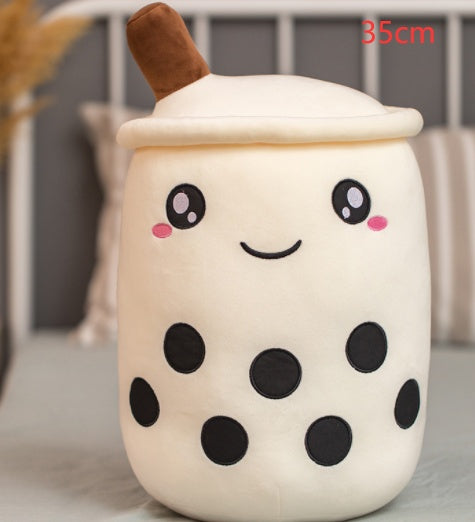 Cute Boba Tea Plush Pillow – Strawberry Milk Drink Stuffed Toy