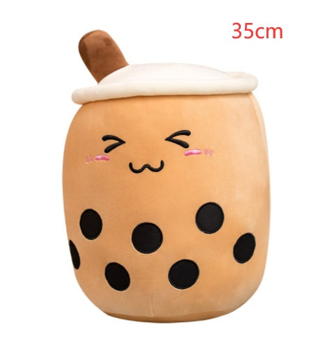 Cute Boba Tea Plush Pillow – Strawberry Milk Drink Stuffed Toy