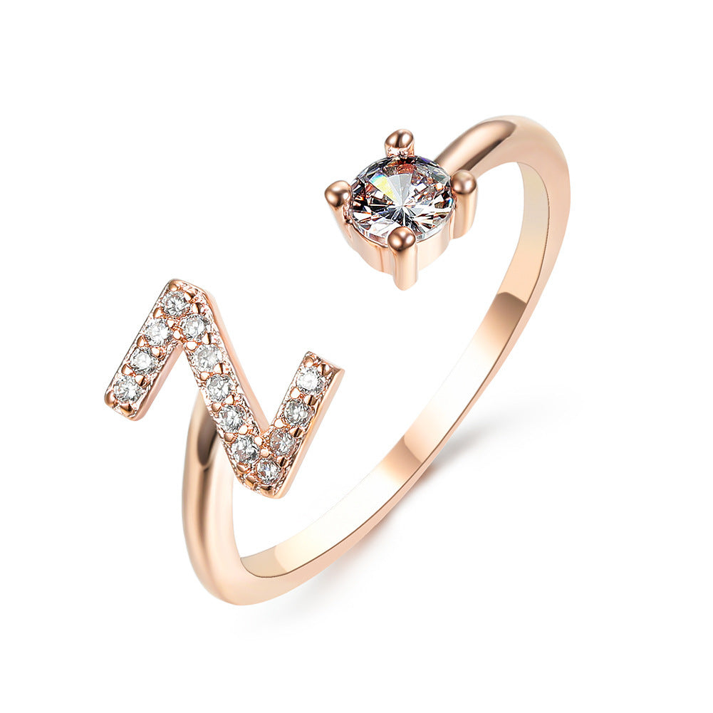 Adjustable Initial Letter Ring – Elegant 26-Letter Fashion Jewelry for Women