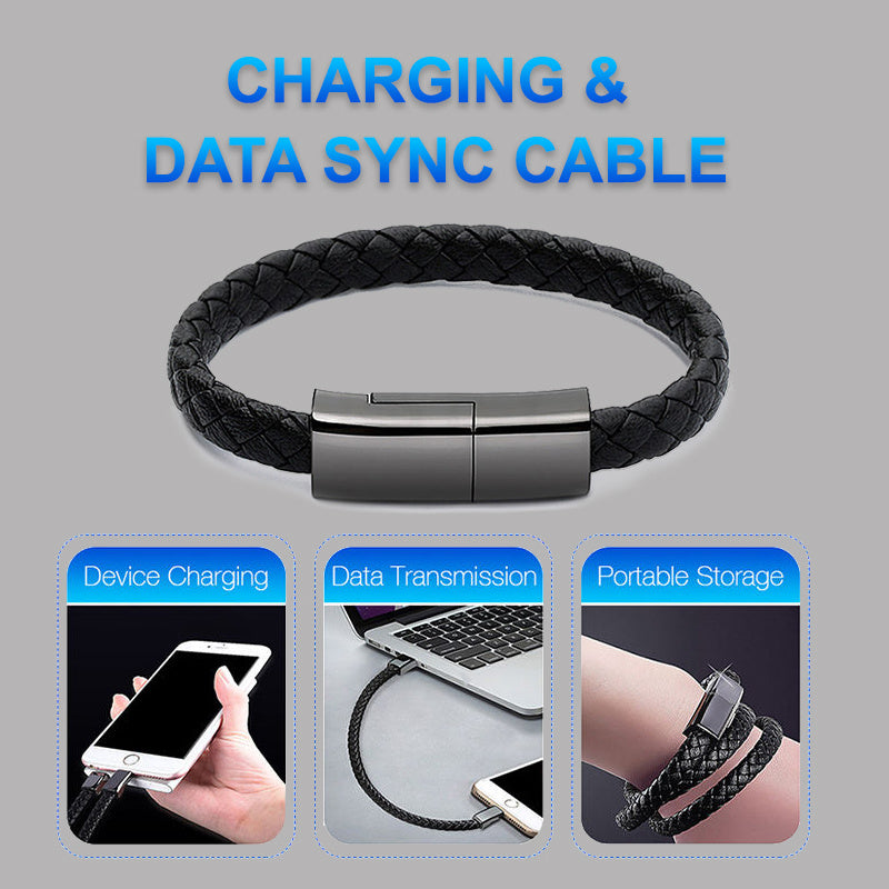 Bracelet USB Charging Cable – Wearable Data & Charging Cord for iPhone / USB-C / Micro USB