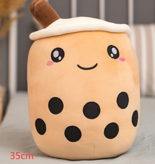 Cute Boba Tea Plush Pillow – Strawberry Milk Drink Stuffed Toy