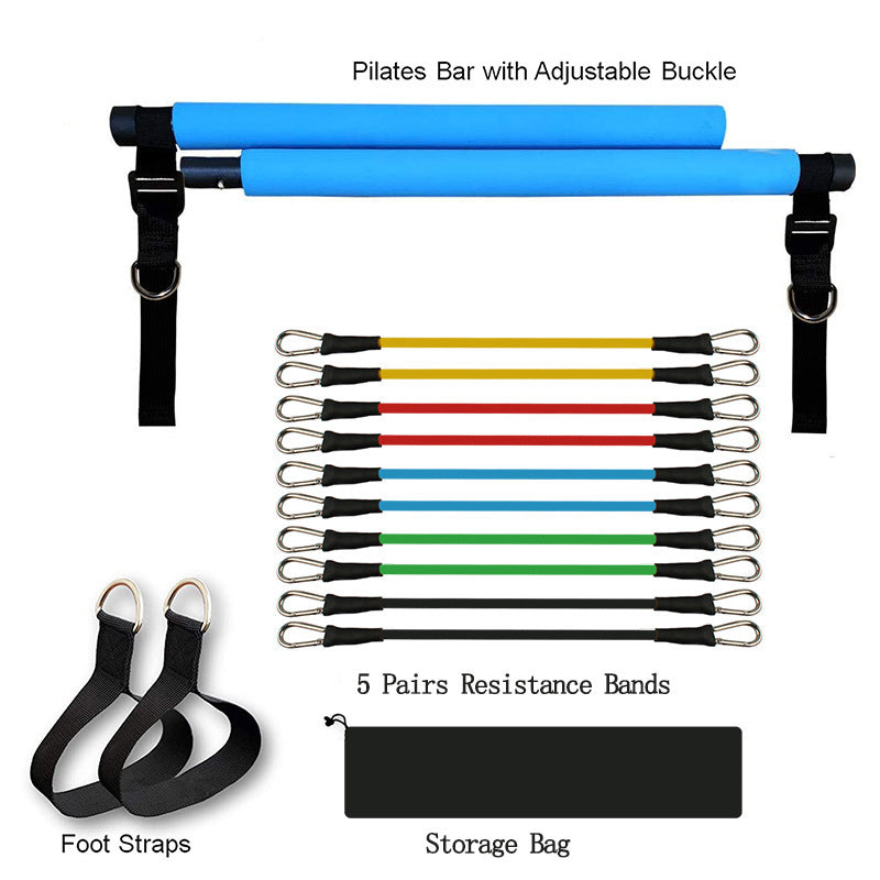 Portable Pilates Bar Kit – Fitness Yoga Resistance Bands for Home Workout Training